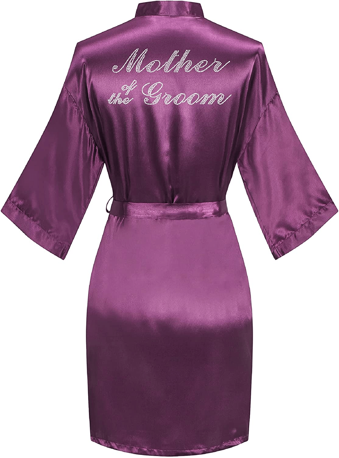 Sunshinemall Women'S Satin Kimono Robes with Rhinestones Bride Bridesmaid Short Sleepwear Wedding Dressing Gown Apparel & Accessories > Clothing > Sleepwear & Loungewear > Robes sunshinemall
