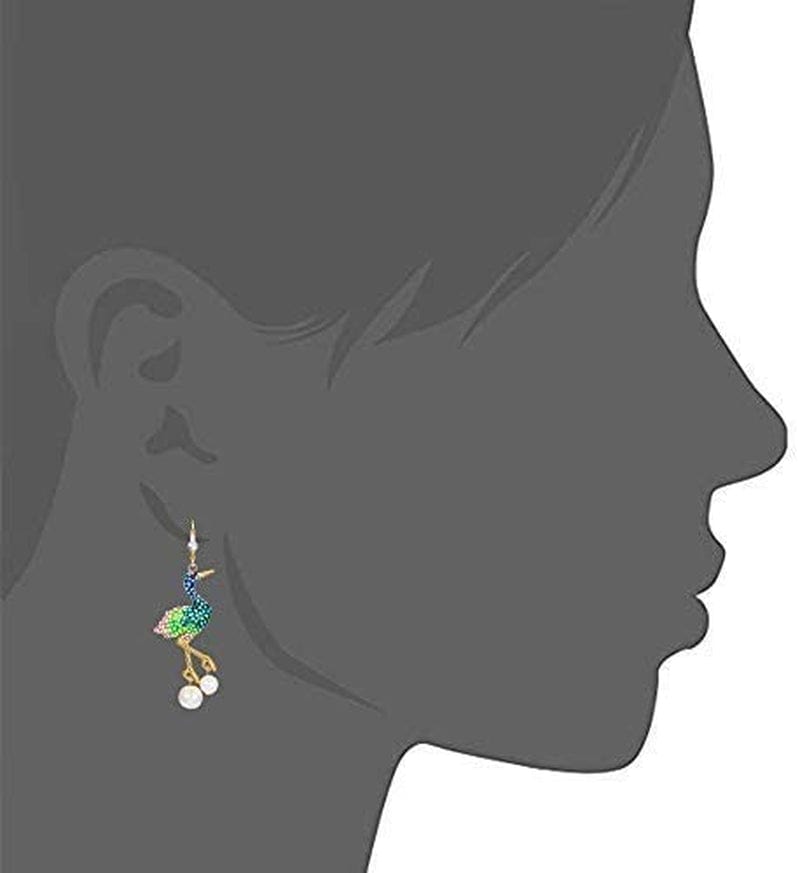 Superchic Elegant Crane Bird Hoop Earring with Austrian Crystals and Pearls/Elegant Crane Bird Pearl Necklace Pendant with Fine Chain for Wowen Girl Gift Party