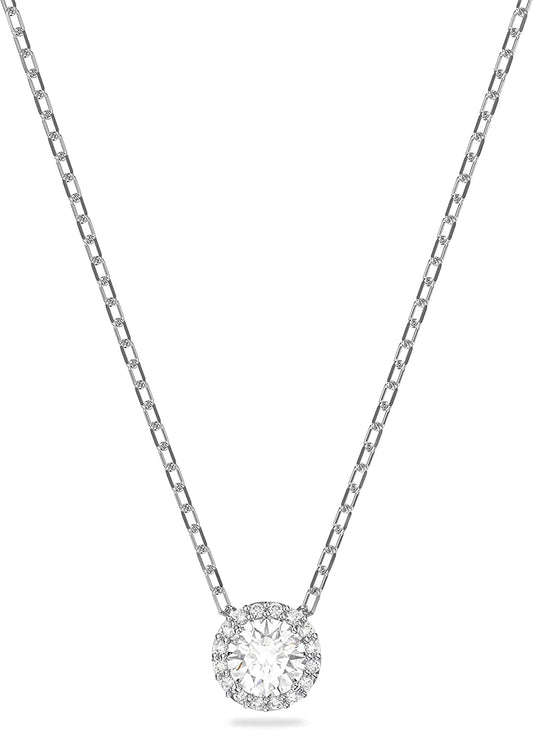 Swarovski Angelic Bracelet and Necklace Jewelry Collection, Rhodium Tone Finish, Clear Crystals Pendant Necklace