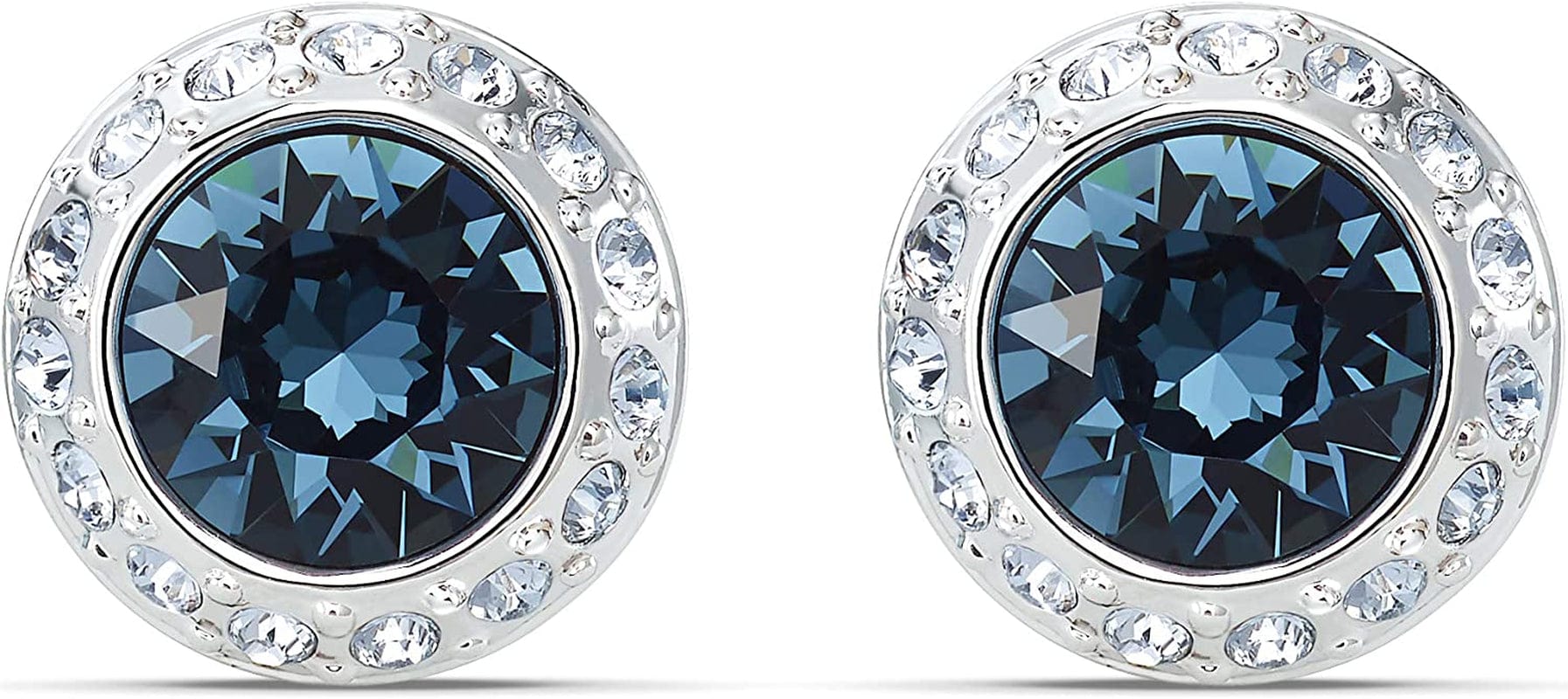 Swarovski Angelic Crystal Jewelry Collection, Rhodium Tone Finish, Blue Crystal, Pink Crystal, Clear Crystal Stud Pierced Earrings