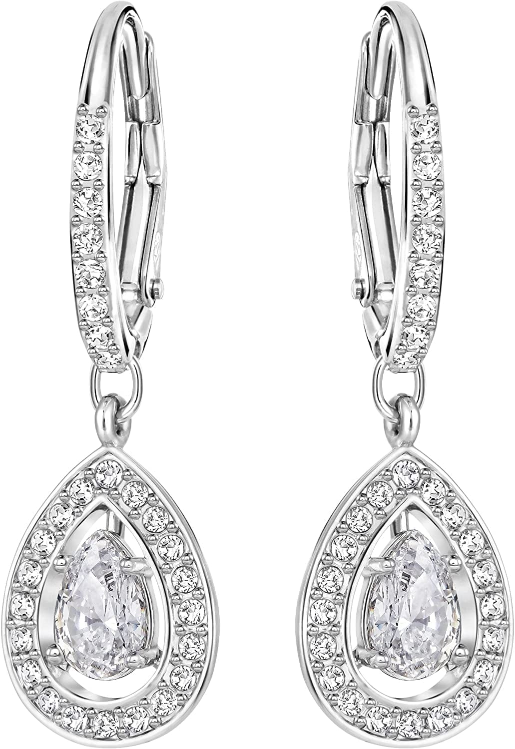 Swarovski Angelic Crystal Jewelry Collection, Rhodium Tone Finish, Blue Crystal, Pink Crystal, Clear Crystal Pierced Earrings