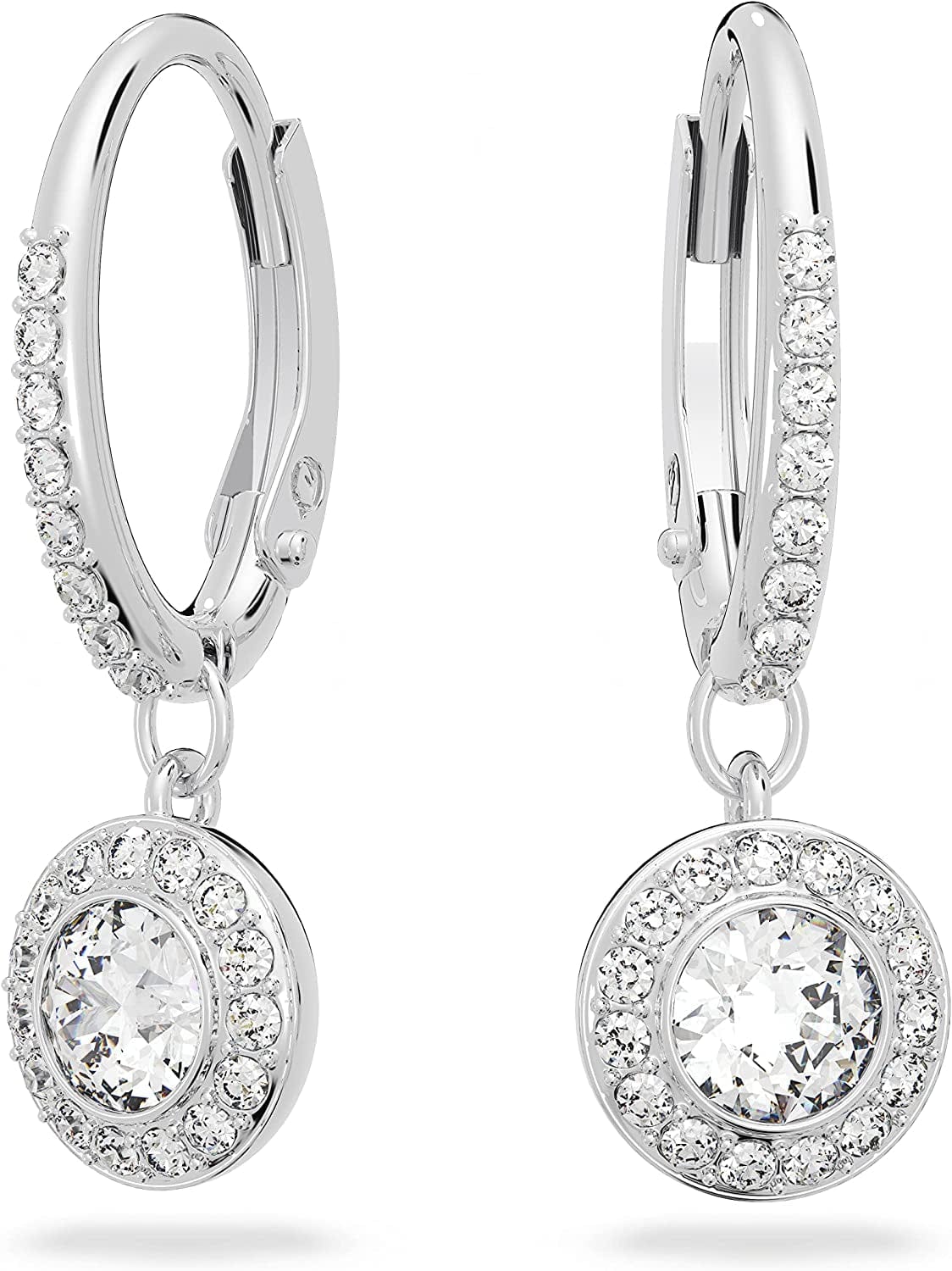 Swarovski Angelic Crystal Jewelry Collection, Rhodium Tone Finish, Blue Crystal, Pink Crystal, Clear Crystal Drop Pierced Earrings