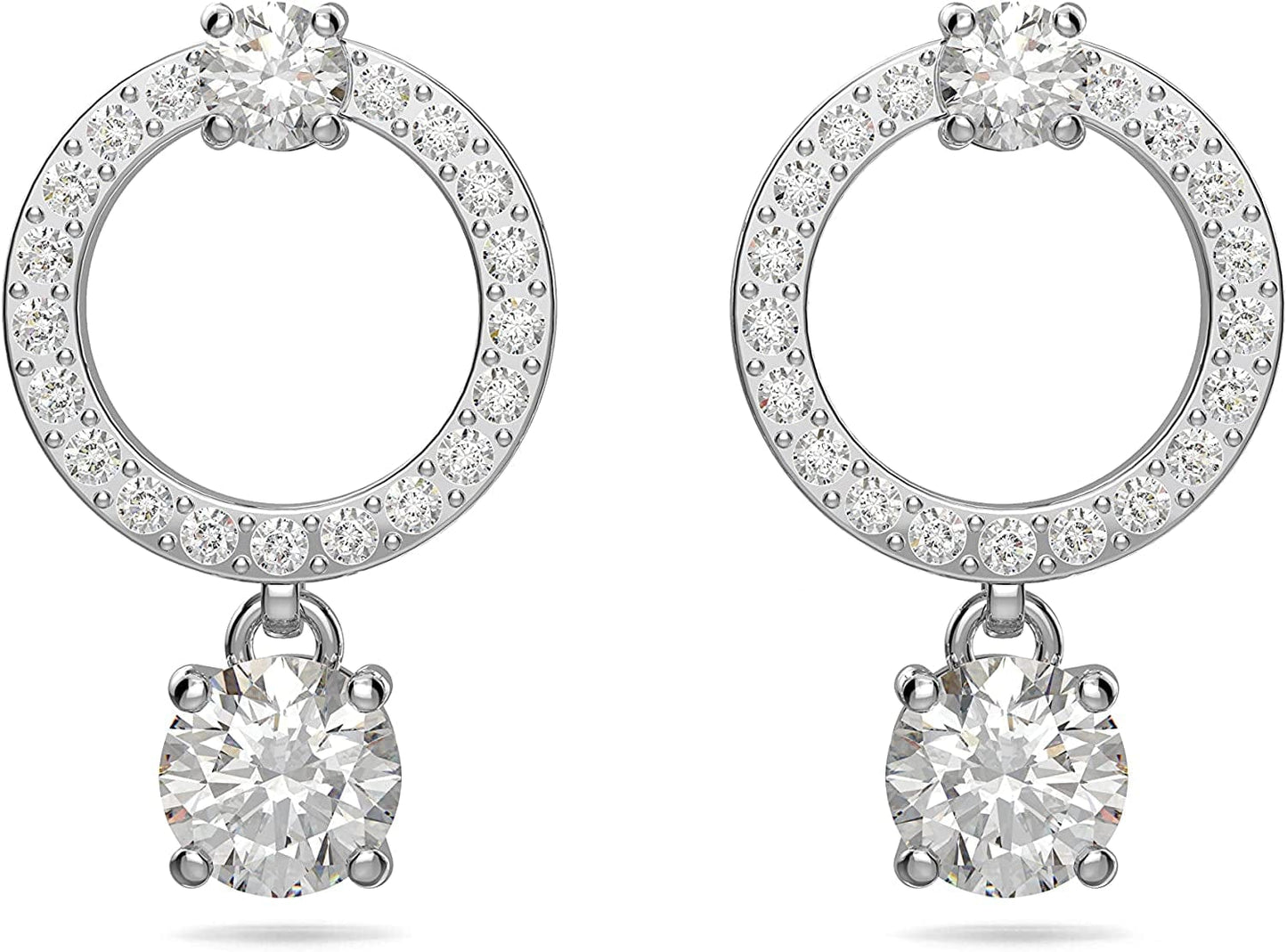 Swarovski Attract Crystal Jewelry Collection, Rhodium Tone Finish Circle Earrings