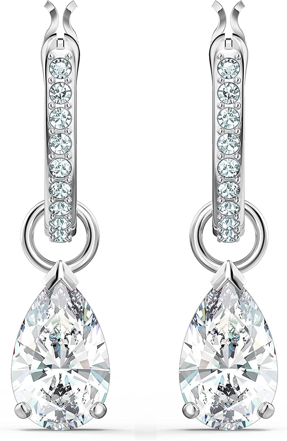 Swarovski Attract Crystal Jewelry Collection, Rhodium Tone Finish Hoop Earrings