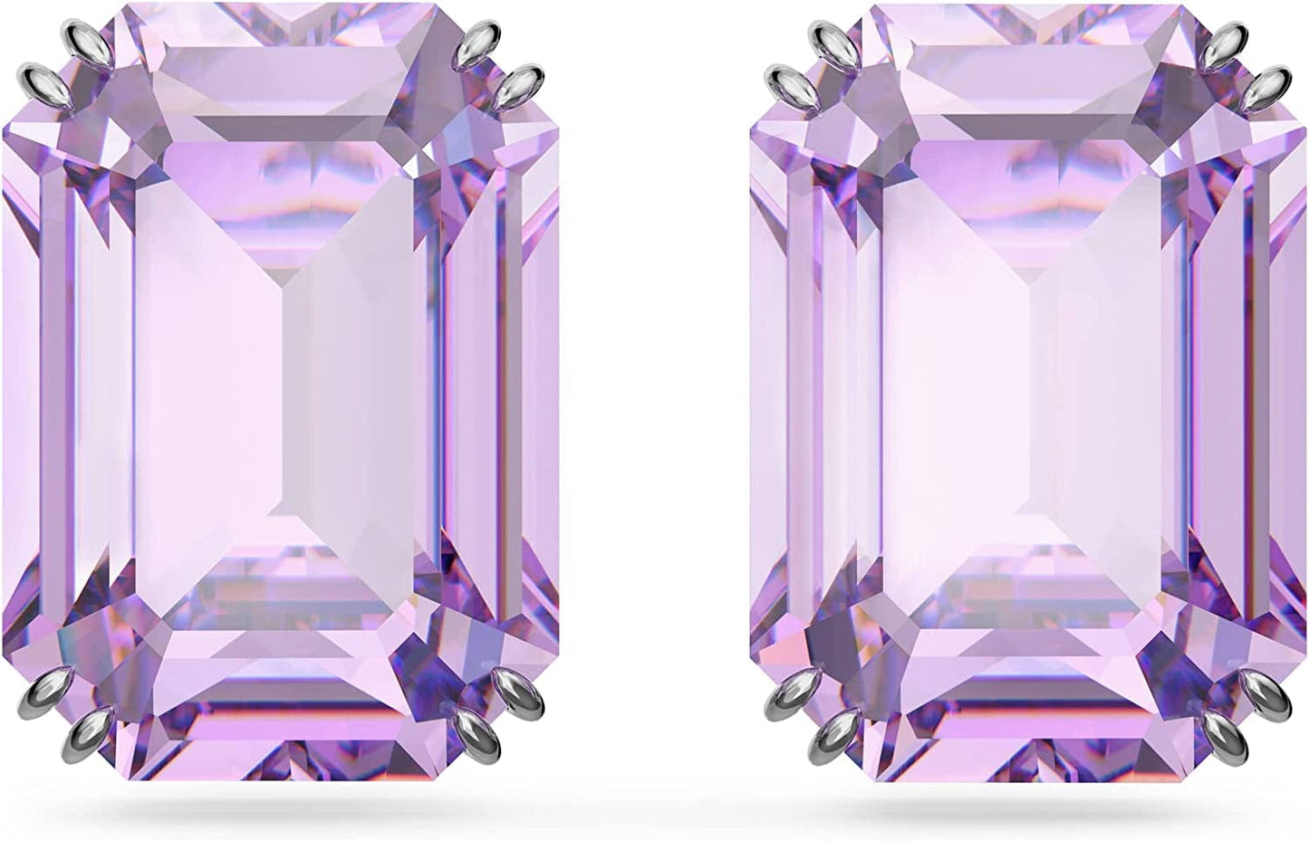 Swarovski Millenia Crystal Jewelry Earring Collection, Blue Crystals, Pink Crystals, Yellow Crystals, Clear Crystals, Rhodium Finish Stud Earrings - Purple Crystals