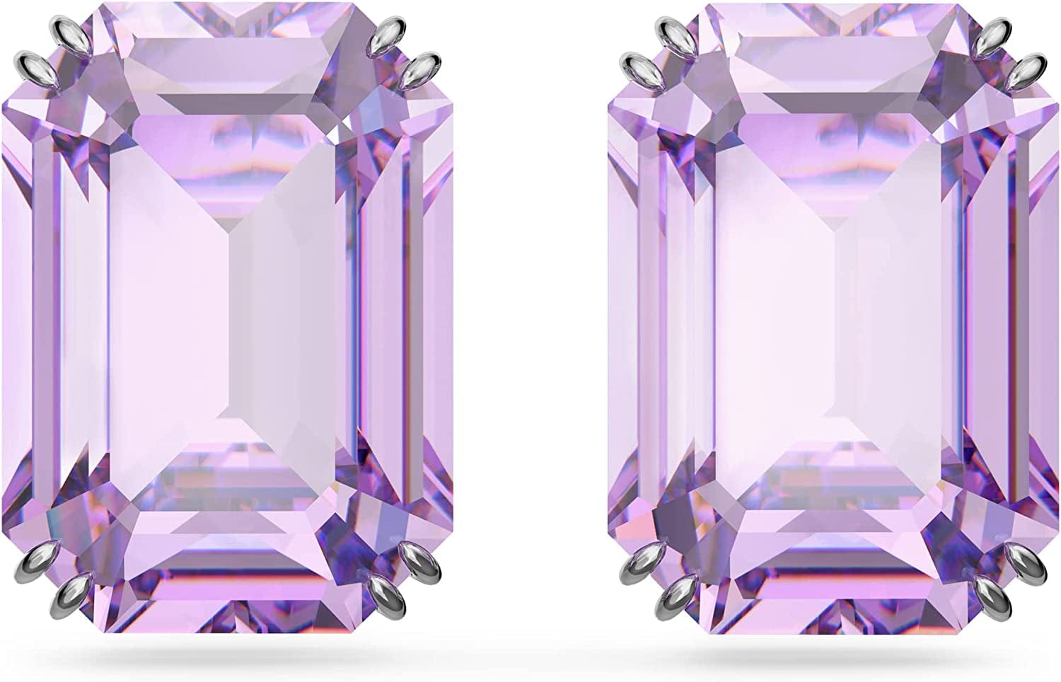 Swarovski Millenia Crystal Jewelry Earring Collection, Blue Crystals, Pink Crystals, Yellow Crystals, Clear Crystals, Rhodium Finish Stud Earrings - Purple Crystals