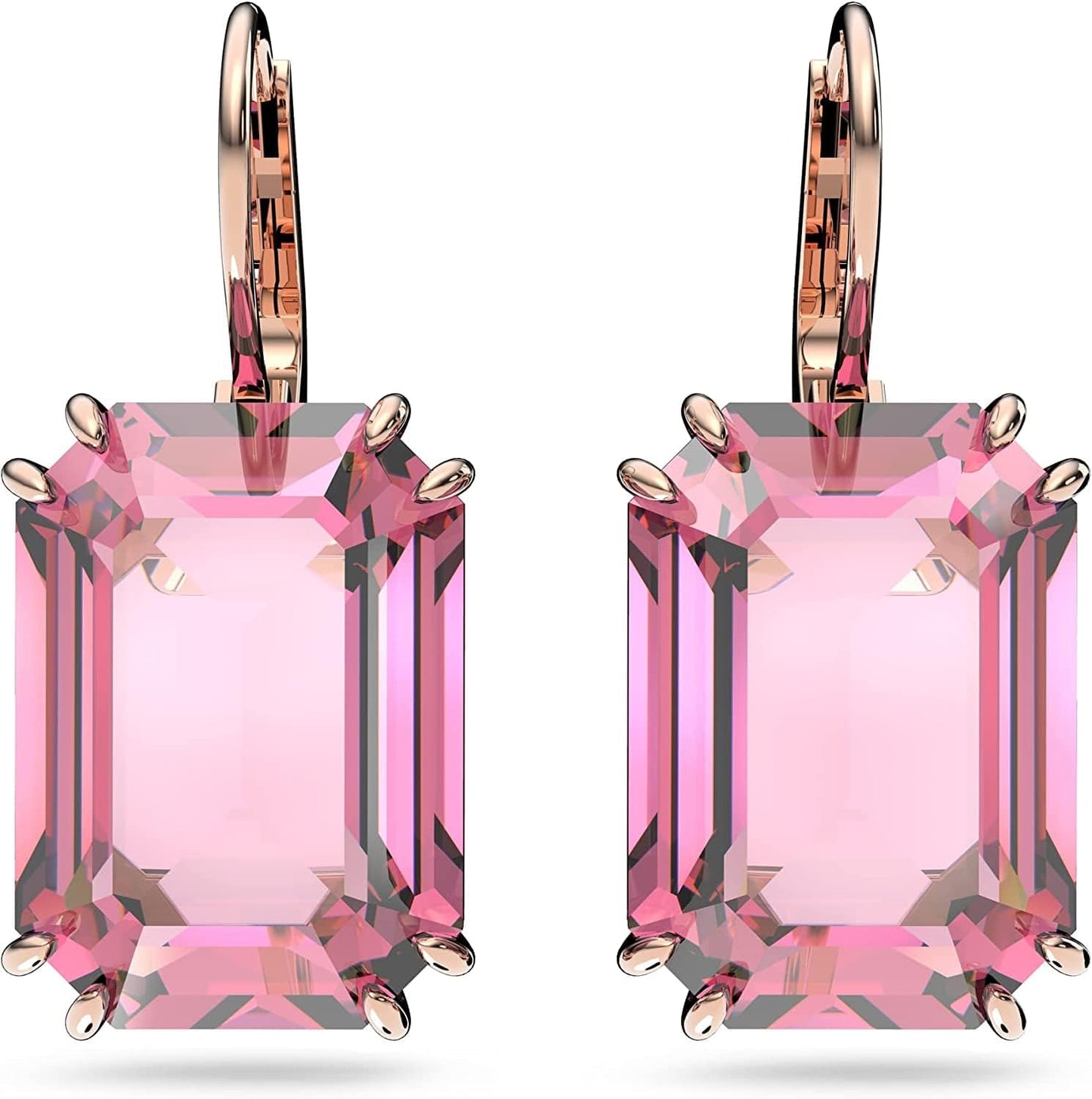 Swarovski Millenia Crystal Jewelry Earring Collection, Blue Crystals, Pink Crystals, Yellow Crystals, Clear Crystals, Rhodium Finish Earrings - Pink Crystals