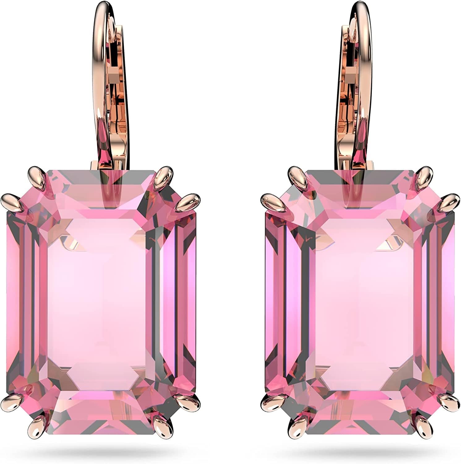 Swarovski Millenia Crystal Jewelry Earring Collection, Blue Crystals, Pink Crystals, Yellow Crystals, Clear Crystals, Rhodium Finish Earrings - Pink Crystals