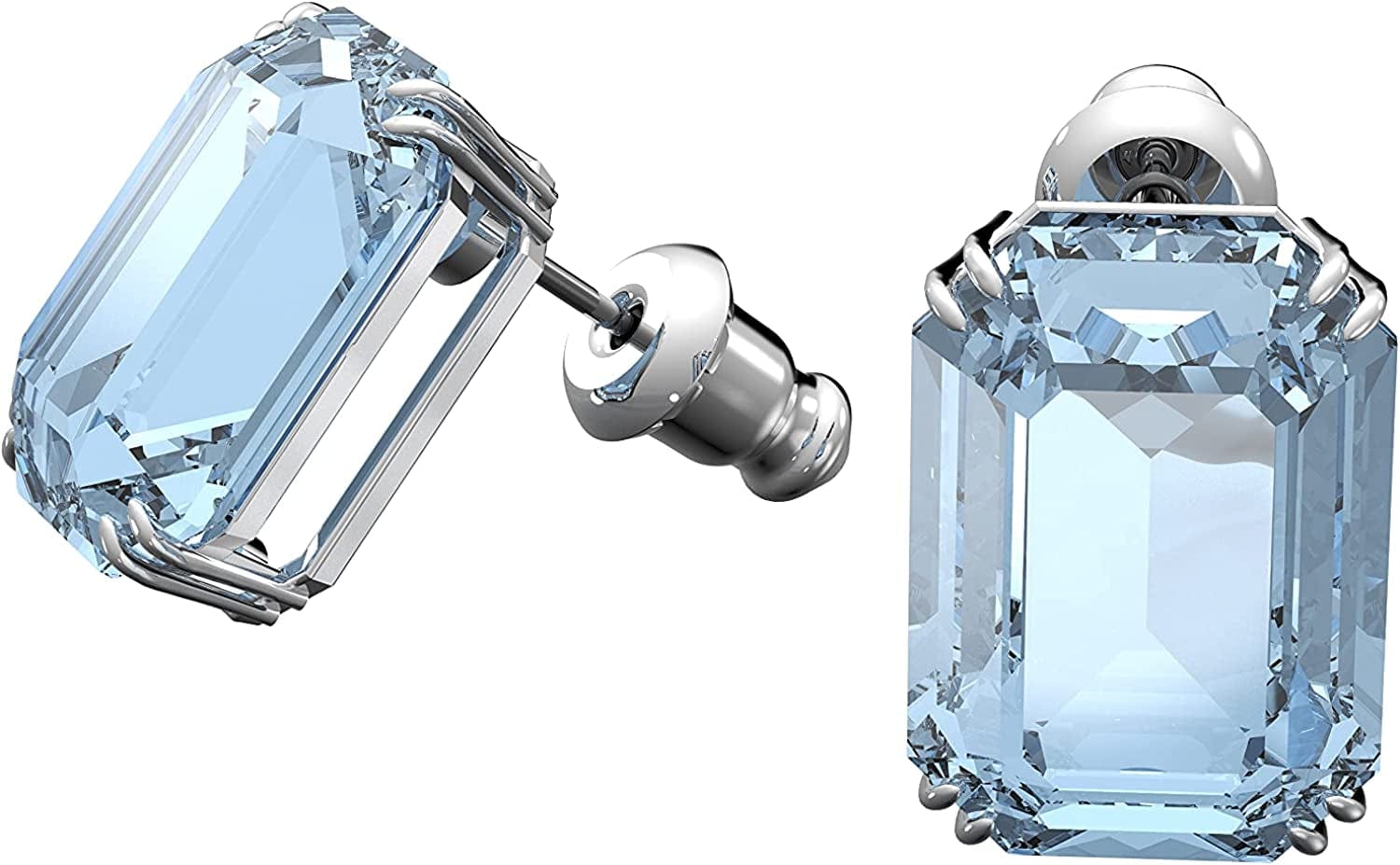 Swarovski Millenia Crystal Jewelry Earring Collection, Blue Crystals, Pink Crystals, Yellow Crystals, Clear Crystals, Rhodium Finish Stud Earrings - Blue Crystals