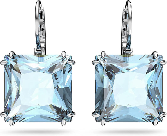 Swarovski Millenia Crystal Jewelry Earring Collection, Blue Crystals, Pink Crystals, Yellow Crystals, Clear Crystals, Rhodium Finish Drop Earrings - Blue Crystals