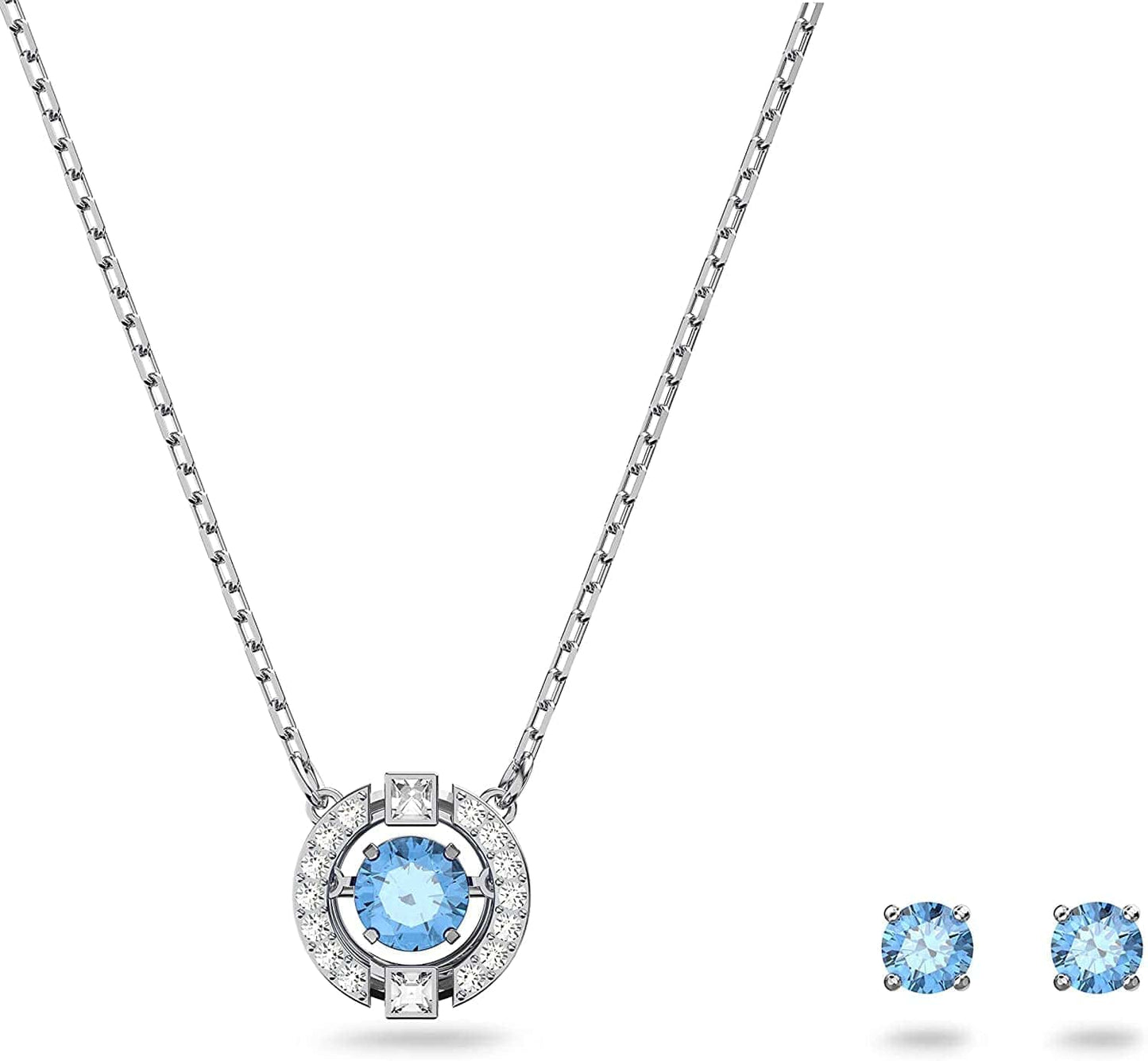 Swarovski Sparking Dance Crystal Necklace and Earring Set Jewelry Collection Blue Jewelry Set