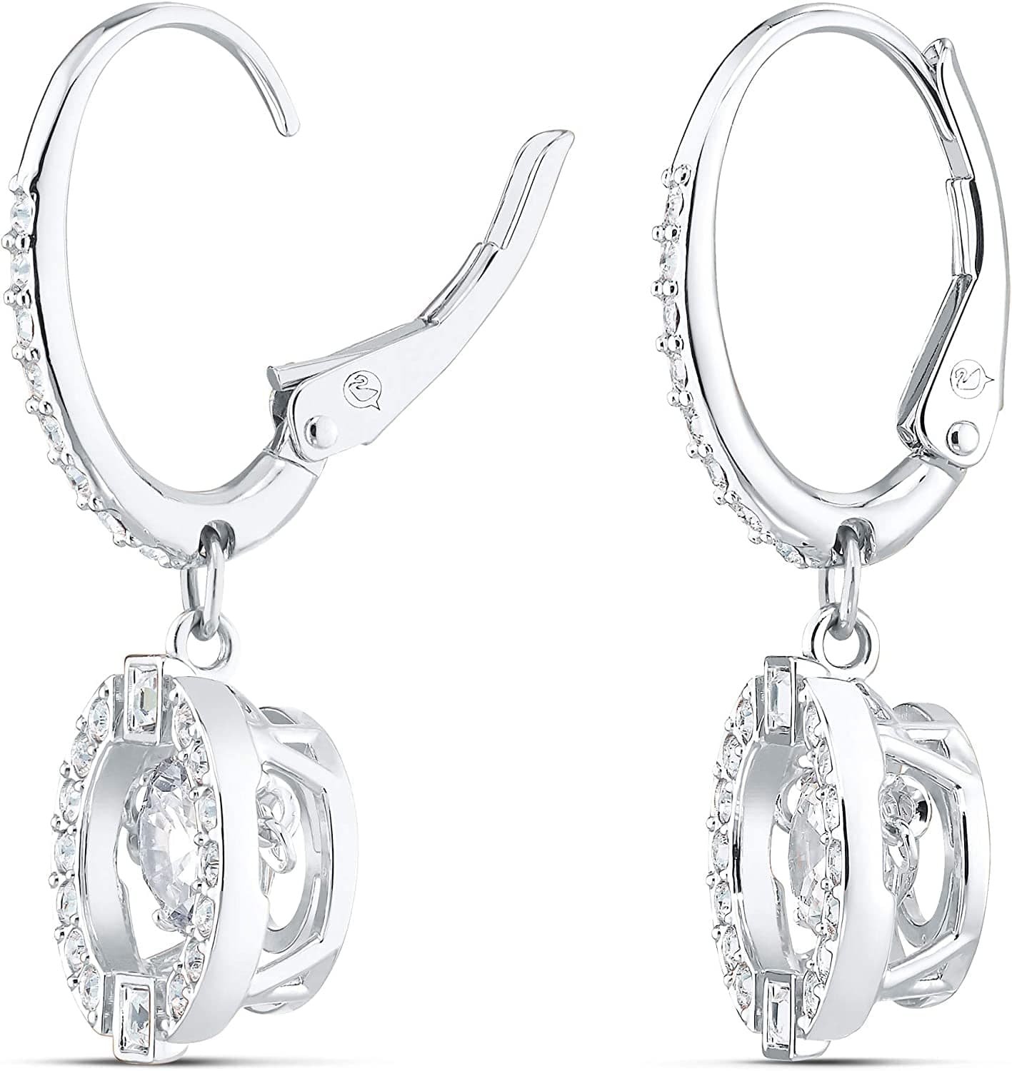 Swarovski Sparkling Dance round Jewelry Collection, Rhodium Finish, Blue Crystals, Clear Crystals