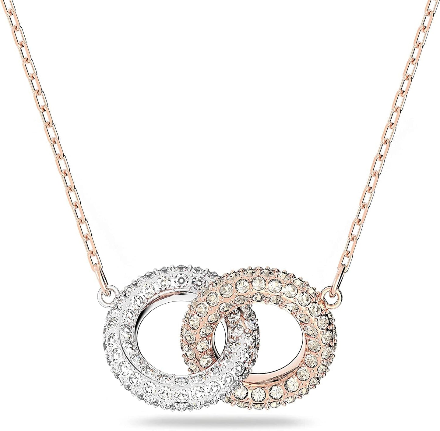 Swarovski Stone Crystal Earrings and Necklace Jewelry Collection Necklace - Rose Gold & Rhodium Tone