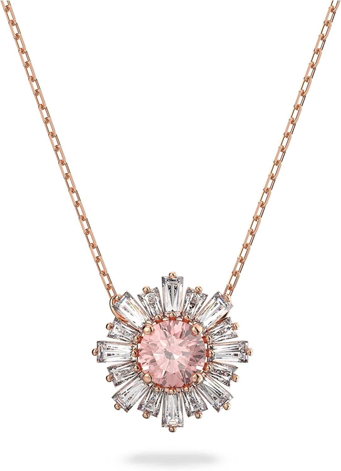 Swarovski Sunshine Jewelry Collection, Pink Crystals, Rose Gold Tone Finish Pendant Necklace