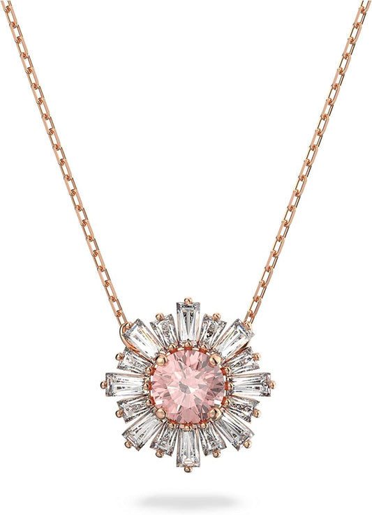 Swarovski Sunshine Jewelry Collection, Pink Crystals, Rose Gold Tone Finish Pendant Necklace