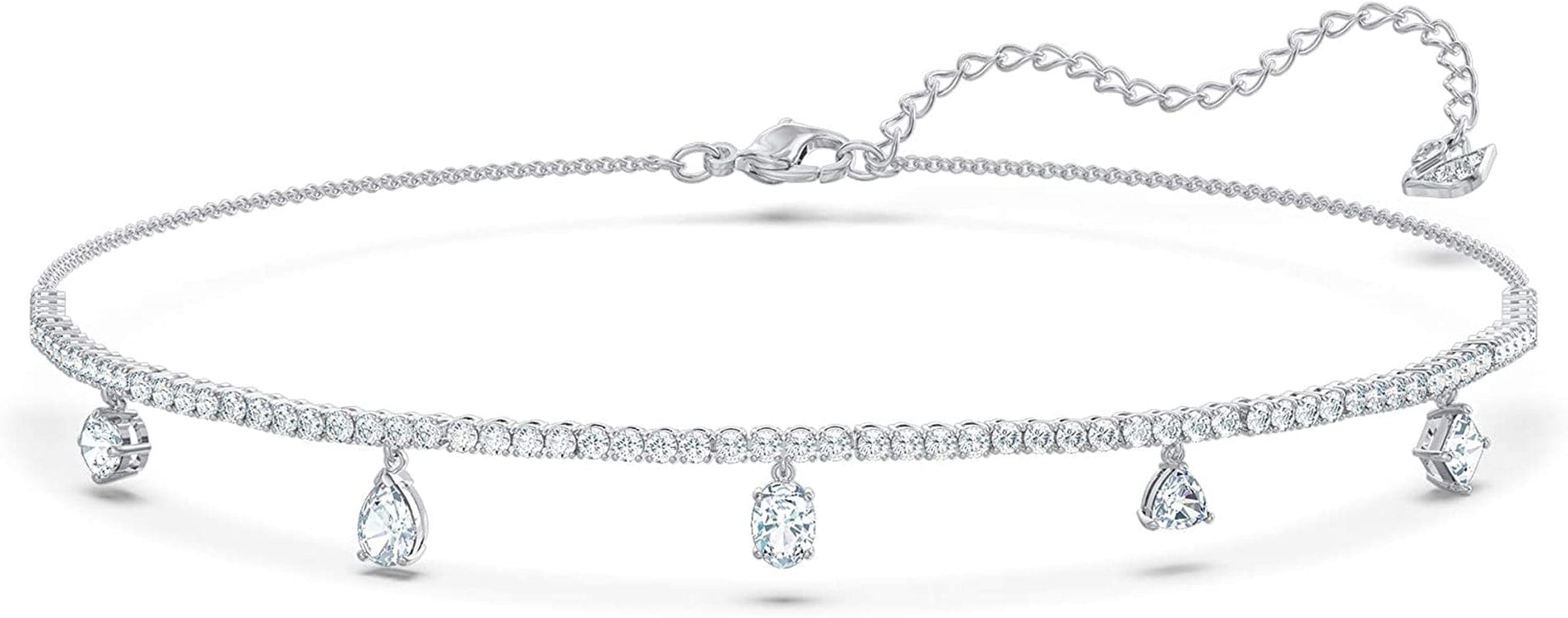 Swarovski Tennis Deluxe Jewelry Collection, Rhodium & Rose Gold Tone Finish, Clear Crystals Choker Necklace - Rhodium Tone