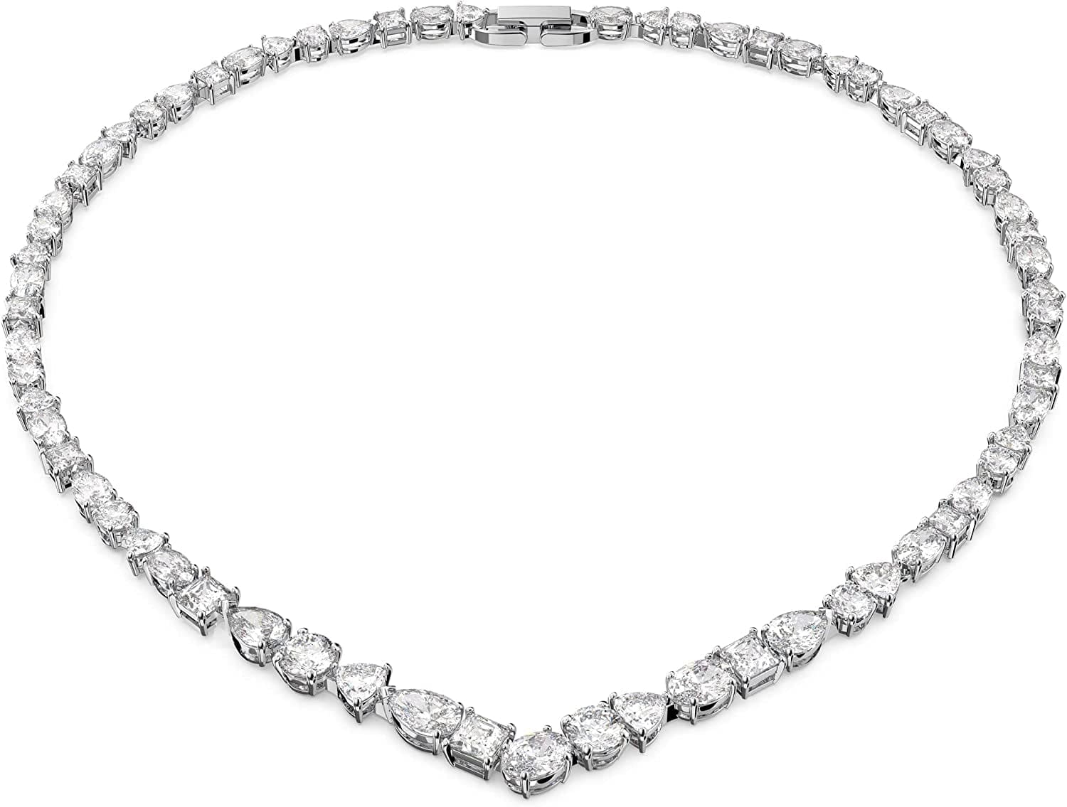 Swarovski Tennis Deluxe Jewelry Collection, Rhodium & Rose Gold Tone Finish, Clear Crystals Necklace - Rhodium Tone