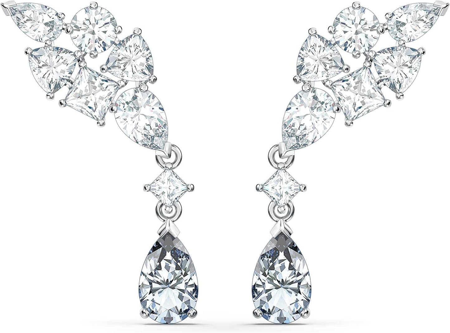 Swarovski Tennis Deluxe Jewelry Collection, Rhodium & Rose Gold Tone Finish, Clear Crystals Earrings - Rhodium Tone