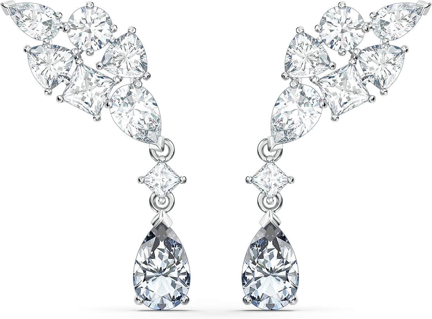 Swarovski Tennis Deluxe Jewelry Collection, Rhodium & Rose Gold Tone Finish, Clear Crystals Earrings - Rhodium Tone