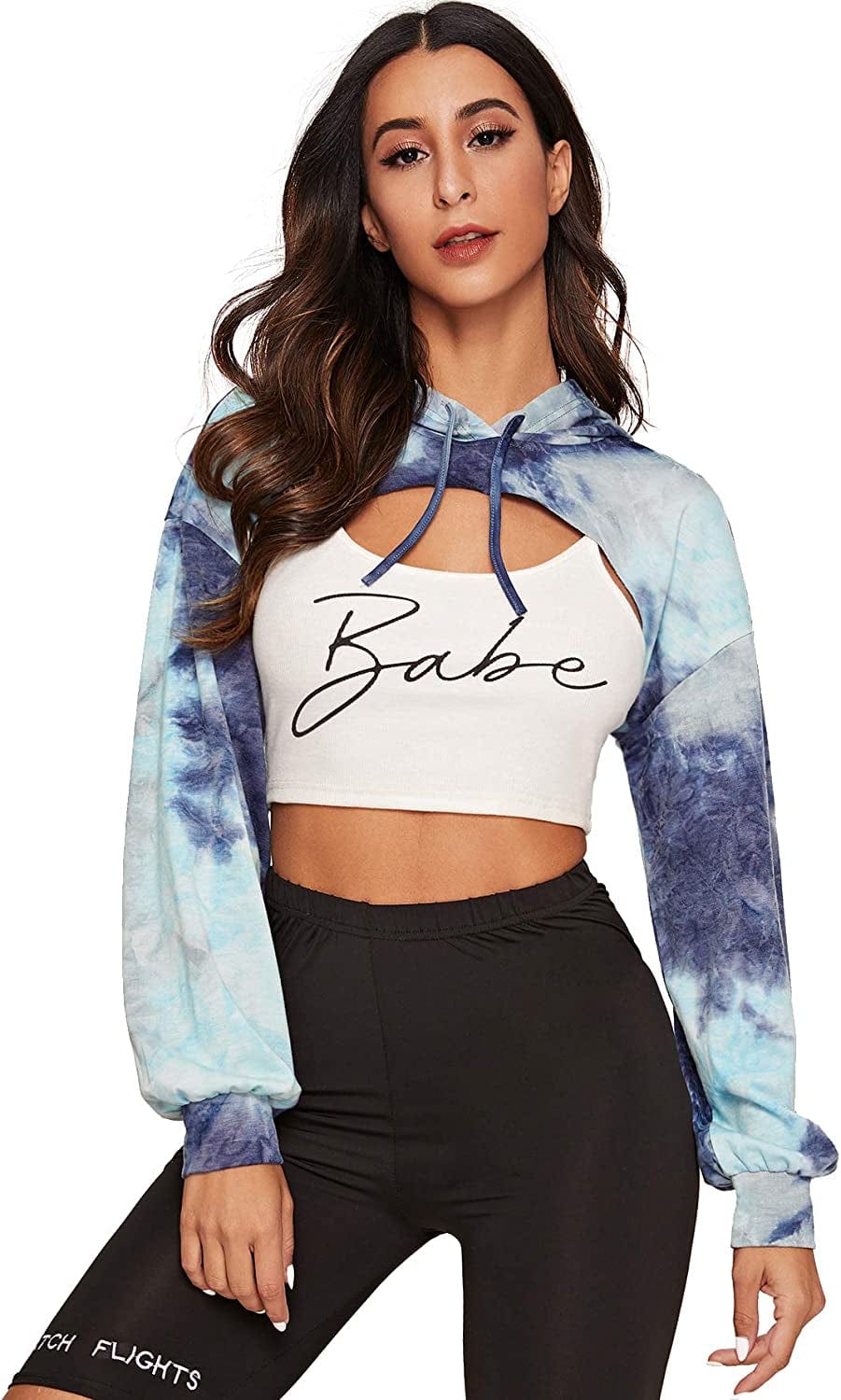 Sweatyrocks Women'S Solid Black Long Sleeve Pullover Crop Top Hoodie Blue / Small