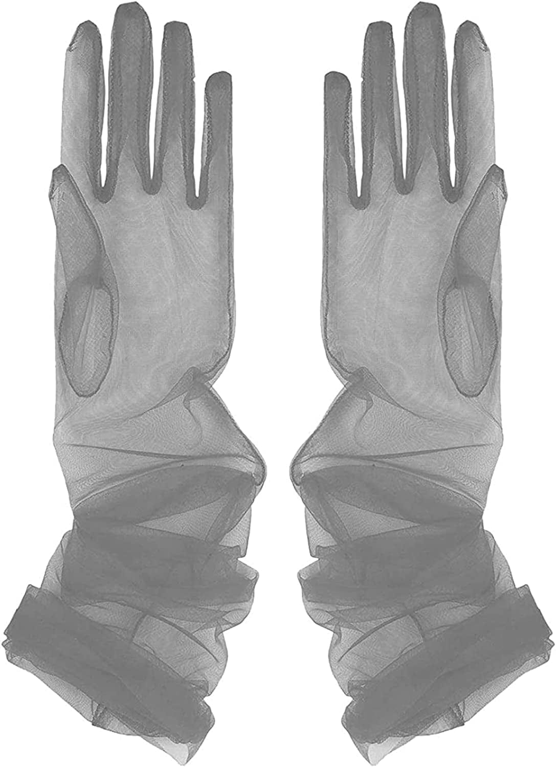 TAIKMD Women'S Tulle Evening Long Gloves Party Opera Photography Semi Sheer Wedding Bridal Glove Mittens Apparel & Accessories > Clothing Accessories > Gloves & Mittens TAIKMD Gray
