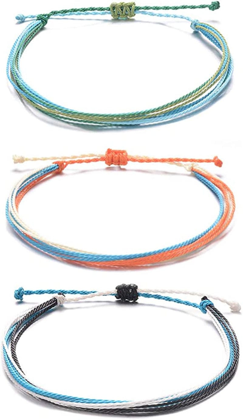 Tarsus Waterproof Adjustable Boho Ankle Bracelets Set Braided String Hawaii Anklets Jewelry Gifts for Women Teen Girls Apparel & Accessories > Jewelry > Anklets R&H Jewelry Anklet#B - 3 pcs