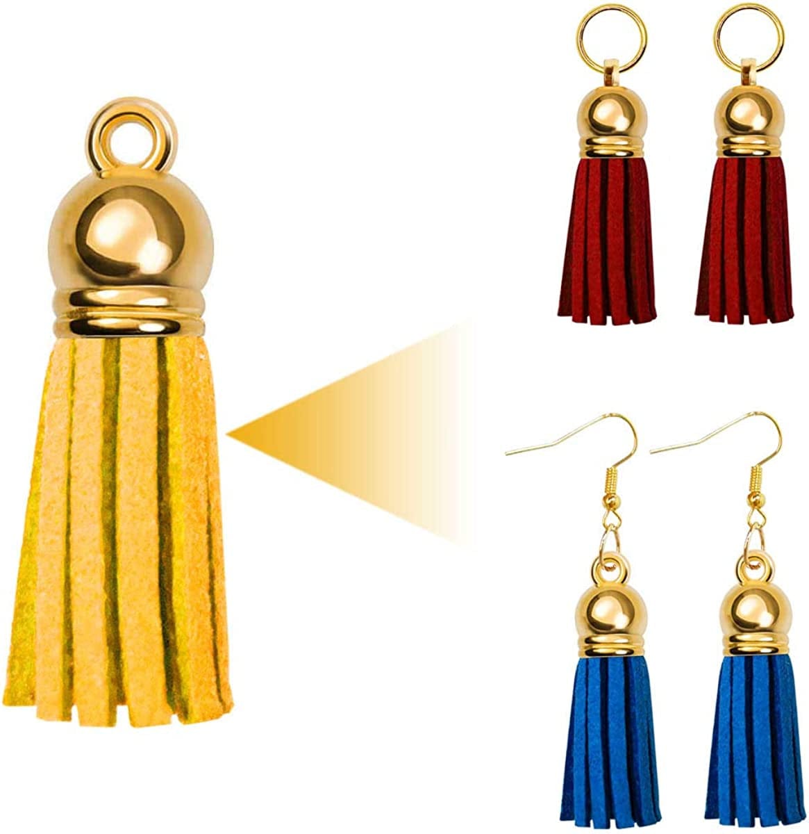 Tassels for Keychains Faux Suede Tassel for DIY Jewelry Making 60 Pcs Leather Keychain Charms Bulk & 60 Pcs Jump Rings Key Chain Rings Bulk for Cellphone Straps Pendants Crafts Christmas Gift