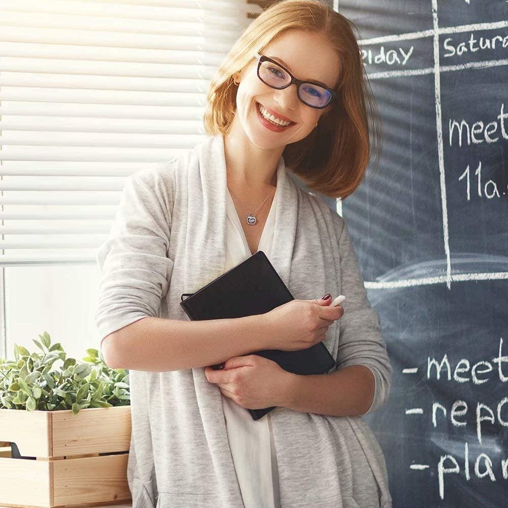 Teacher Gifts for Women Necklace, White Gold Plated Dainty Apple Necklace for Teacher Christmas Gifts Best Teacher Necklace Jewelry Thanksgiving Teacher Apprecaition Gifts from Student