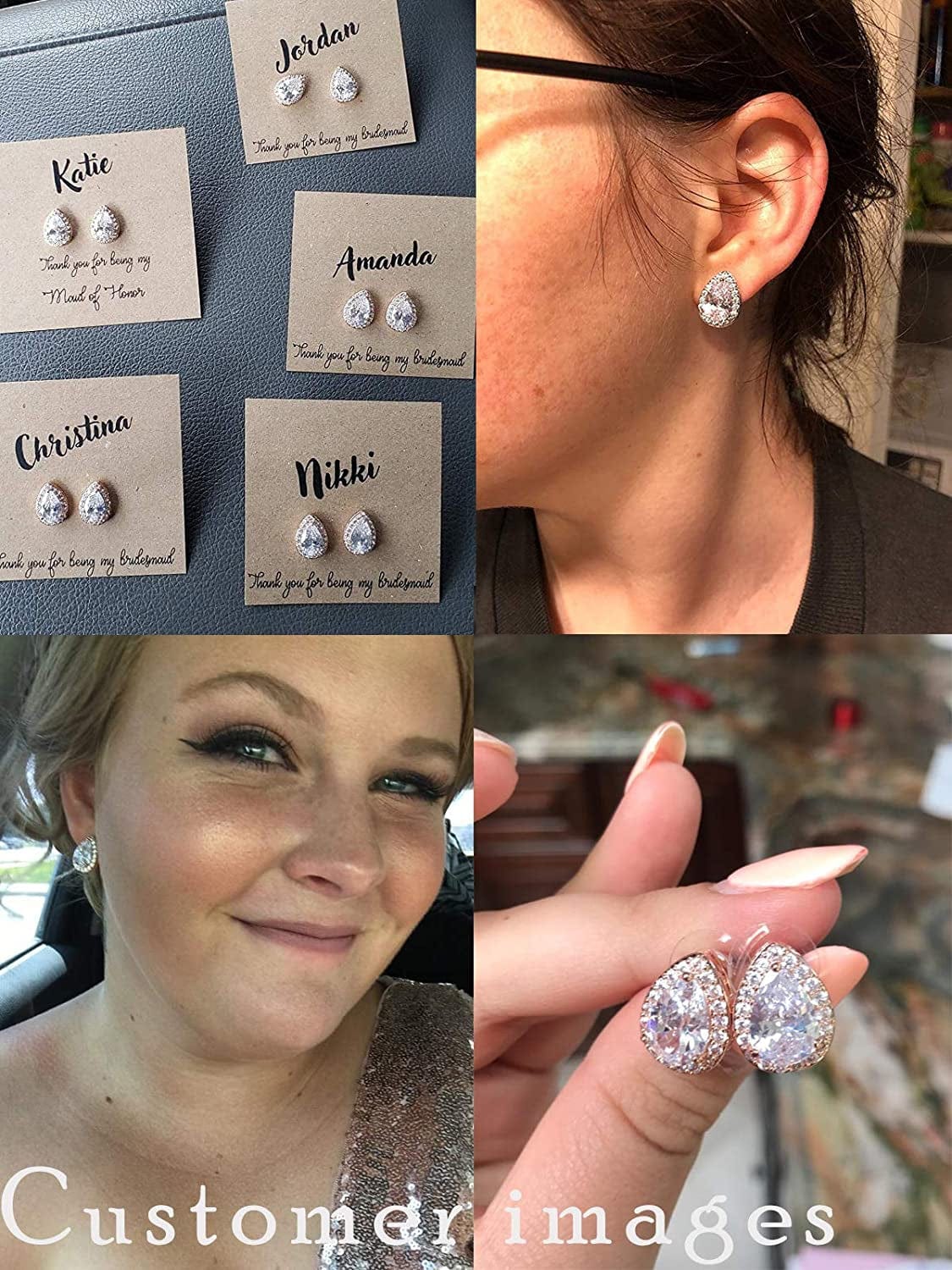 Teardrop Bridal Earrings for Wedding, Prom - Elegant Cubic Zirconia Stud Earrings for Women, Brides, Bridesmaids