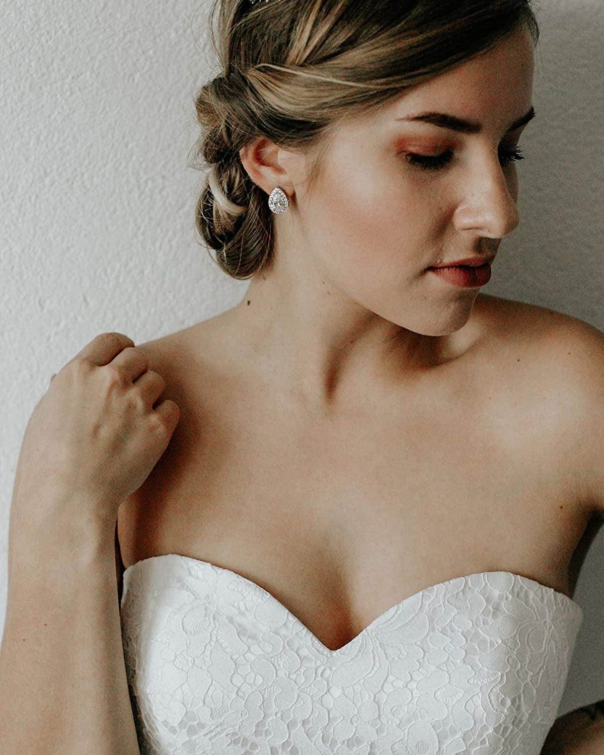 Teardrop Bridal Earrings for Wedding, Prom - Elegant Cubic Zirconia Stud Earrings for Women, Brides, Bridesmaids