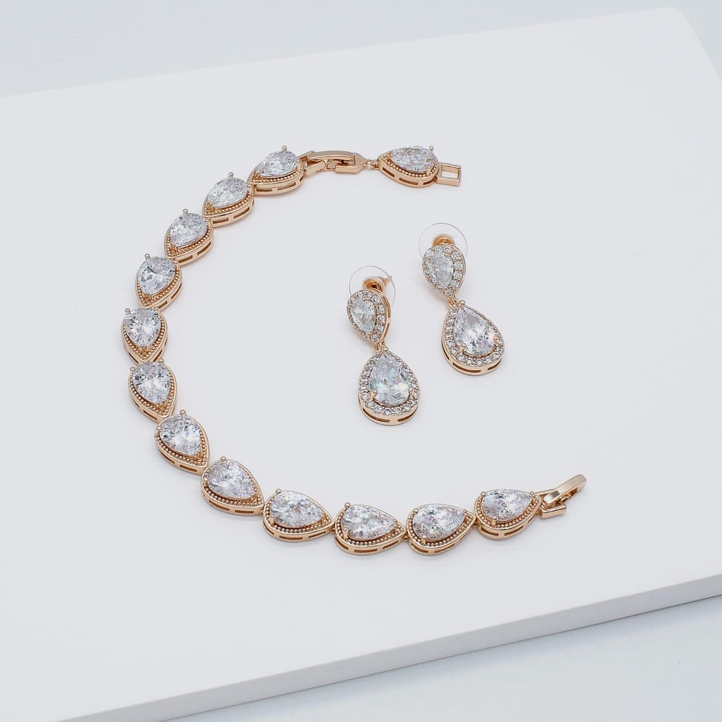 Teardrop Dangle Earrings Bracelet Bridesmaid Jewelry Set Bridal Wedding Party Prom Gifts