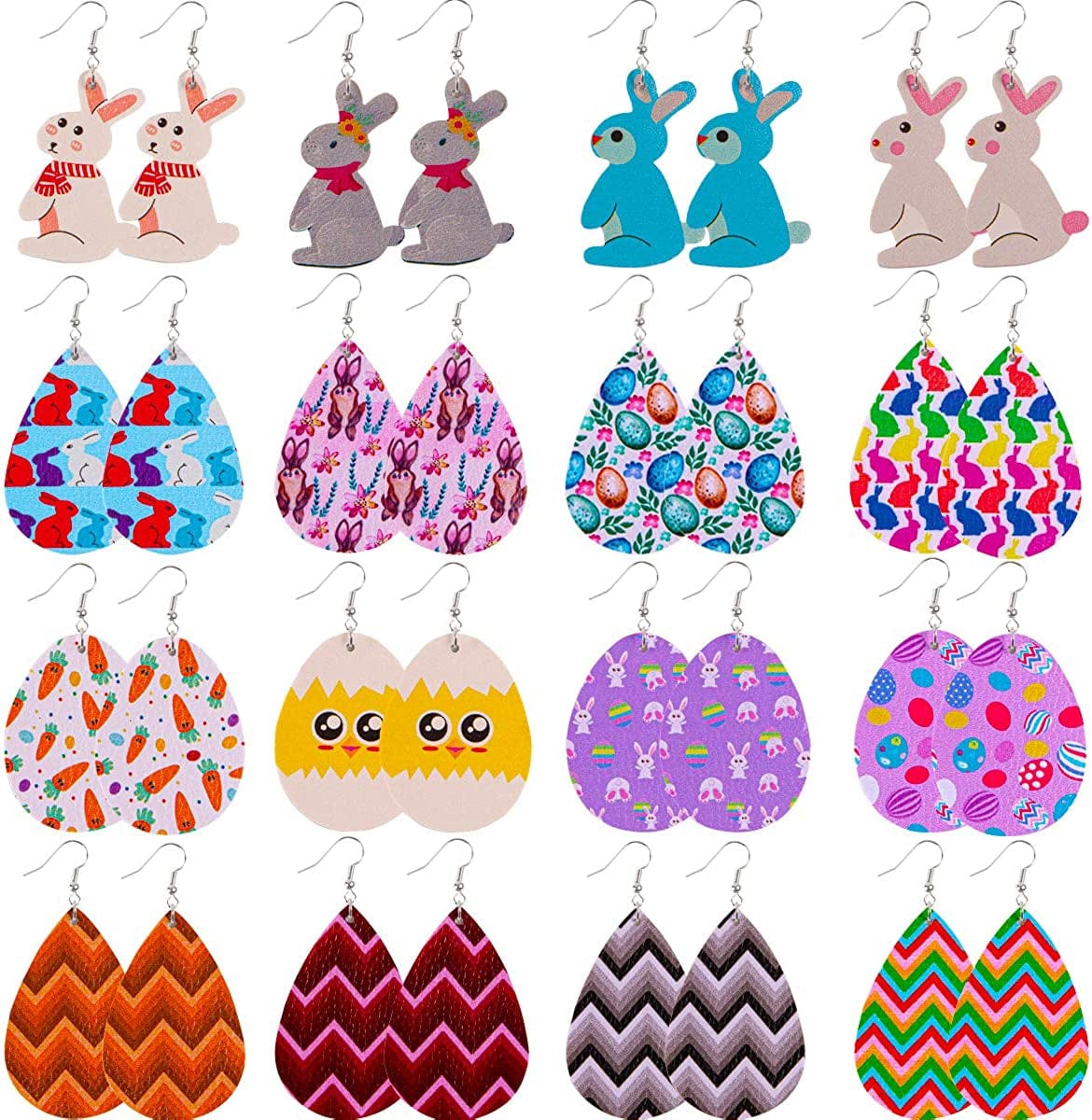 Teardrop Leather Earrings for Women Leopard Print Leather Earrings Lightweight Faux Leather Leaf Earrings 16 Pairs Easter