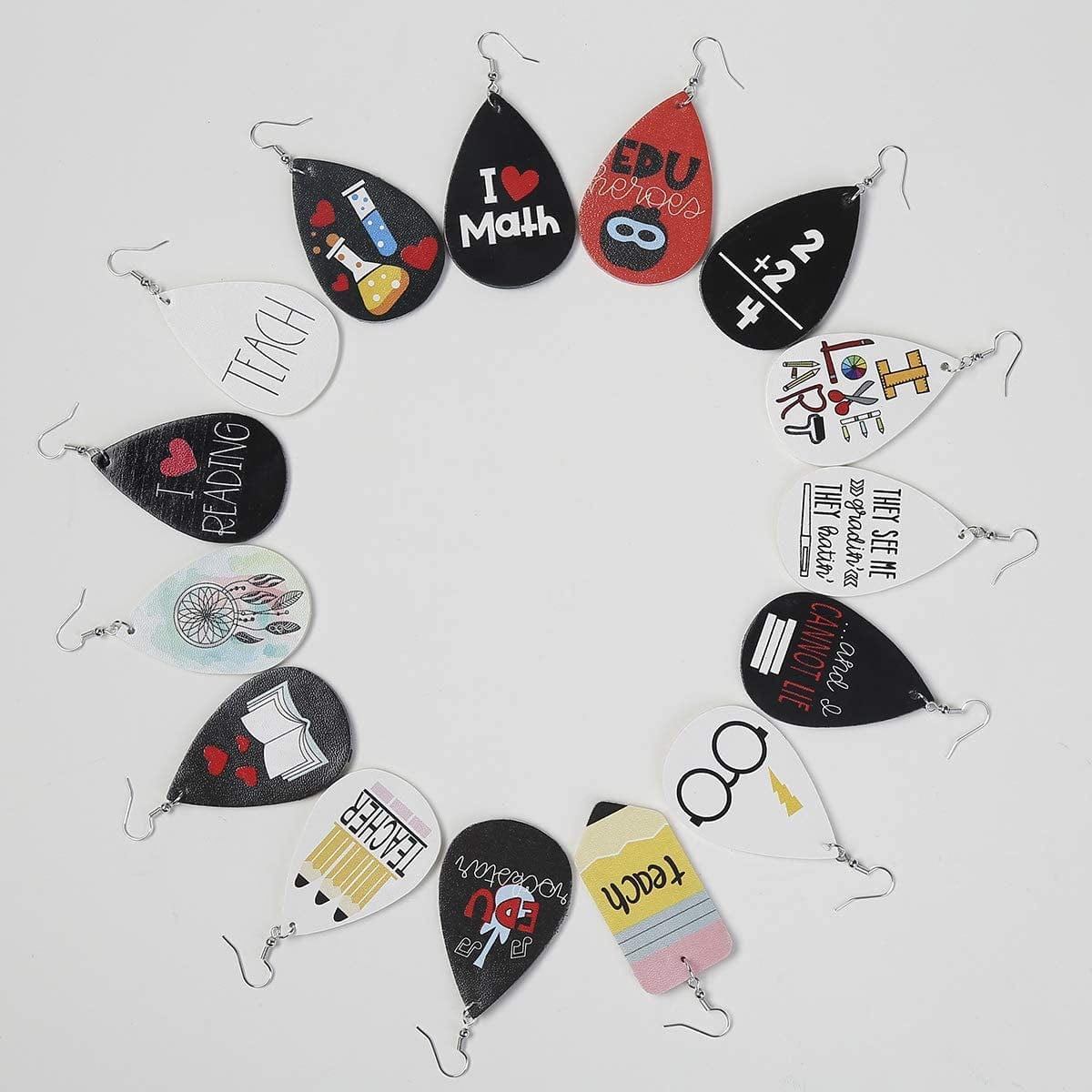 Teardrop Leather Earrings for Women Leopard Print Leather Earrings Lightweight Faux Leather Leaf Earrings 16 Pairs