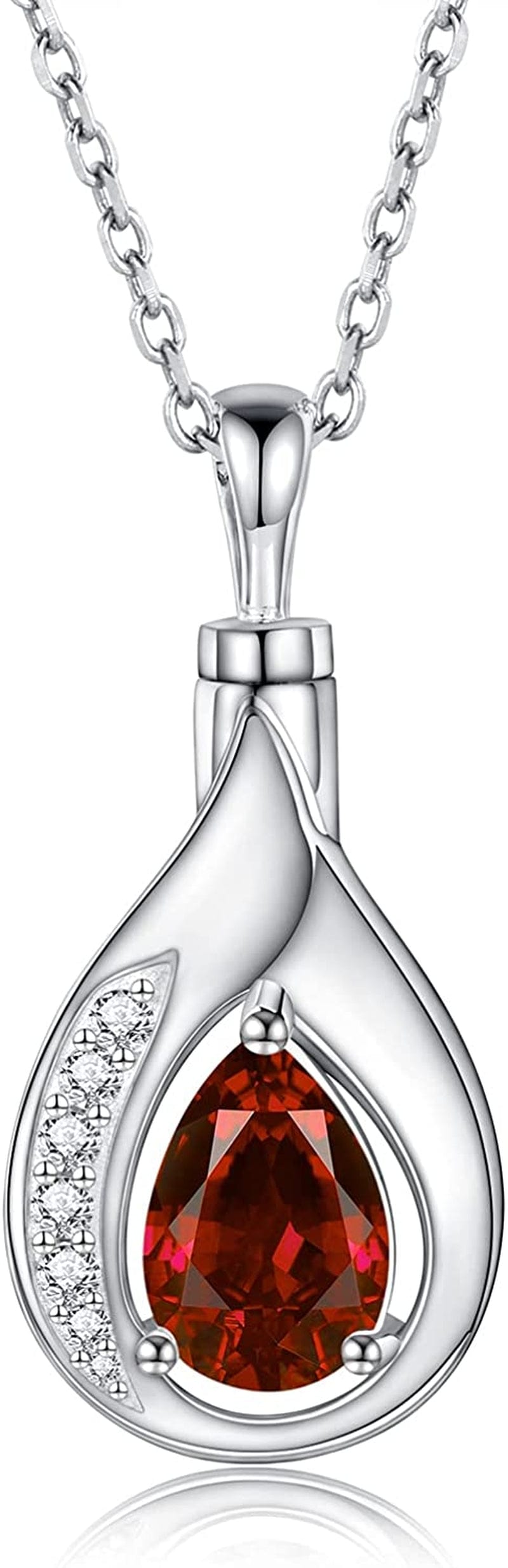 Teardrop Urn Necklace for Ashes - 925 Sterling Silver Blue Cremation Pendant Memorial Keepake Funeral Necklace Jewelry Gifts for Women Wife Mother Red