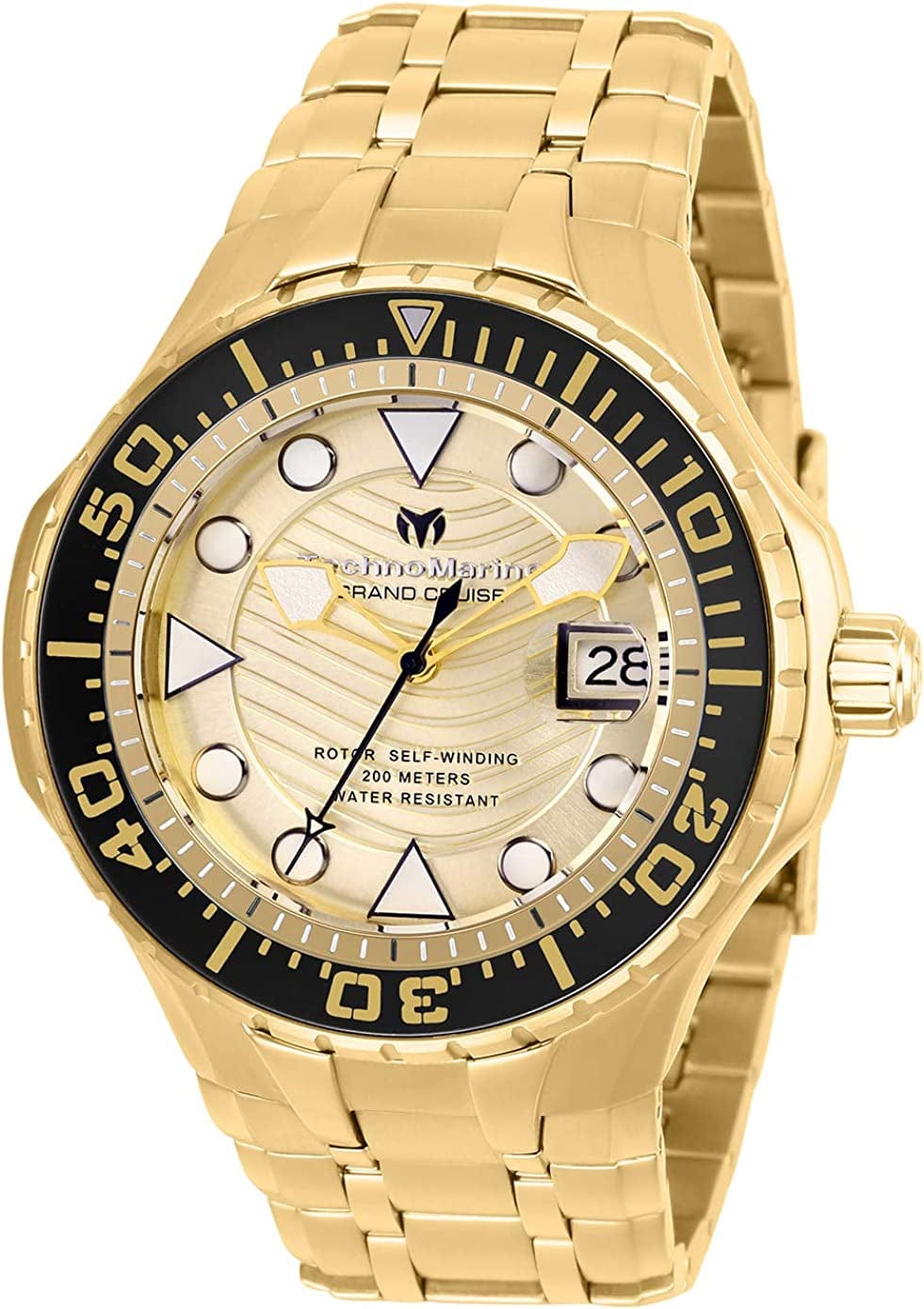 Technomarine Men'S Cruise Blue Reef Automatic Watch with Stainless Steel Strap, Gold, 27 (Model: TM-118076)