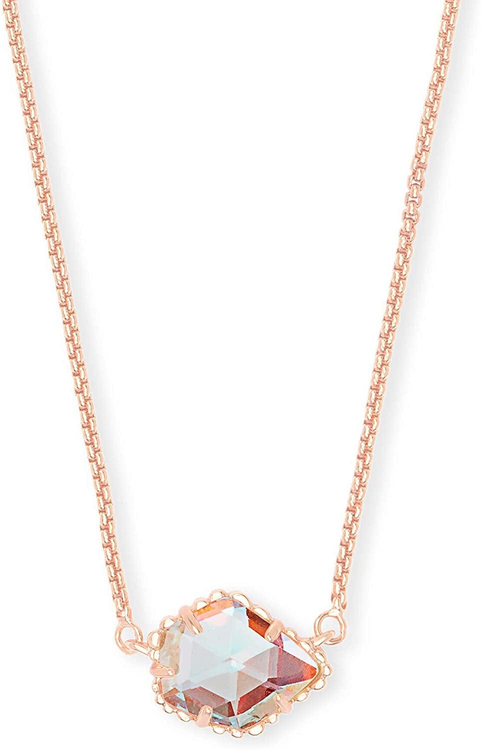 Tess Pendant Necklace for Women, Fashion Jewelry ROSE GOLD-PLATED - IRIDESCENT DICHROIC GLASS