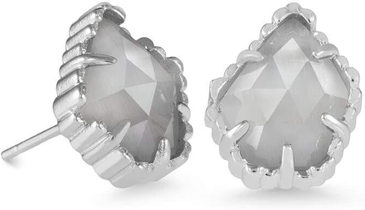 Tessa Stud Earrings for Women, Fashion Jewelry RHODIUM - SLATE CATS EYE