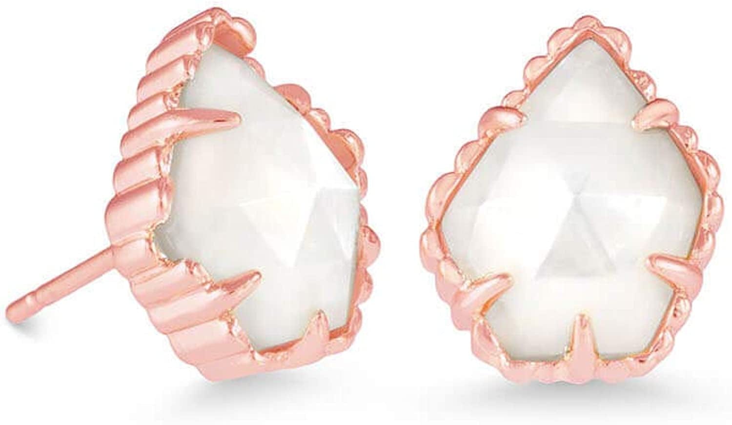 Tessa Stud Earrings for Women, Fashion Jewelry ROSE Gold-Plated - Ivory MOTHER OF PEARL