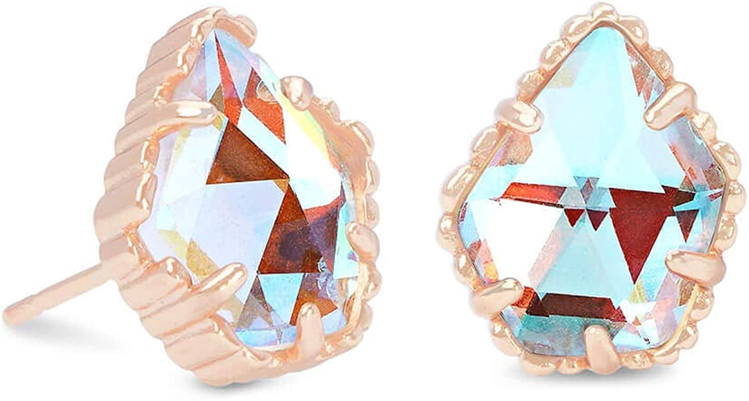Tessa Stud Earrings for Women, Fashion Jewelry ROSE GOLD - IRIDESCENT DICHROIC GLASS