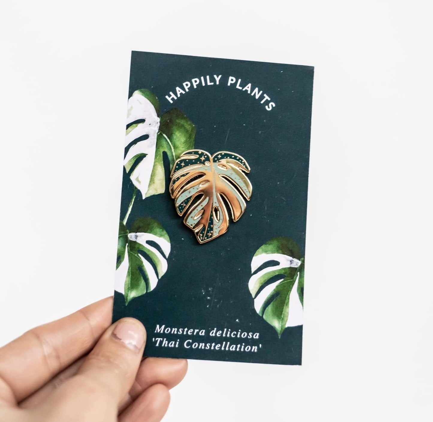 THE ORIGINAL - Gold Variegated Monstera Deliciosa Thai Constellation Lapel Pin, Plant Gifts, Enamel Plant Leaf Pin