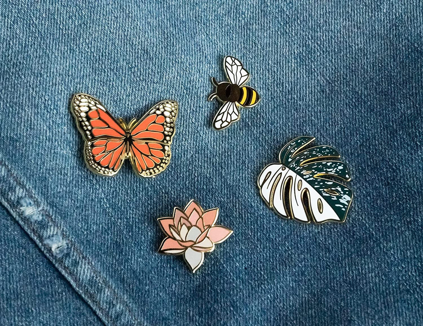 THE ORIGINAL - Gold Variegated Monstera Deliciosa Thai Constellation Lapel Pin, Plant Gifts, Enamel Plant Leaf Pin