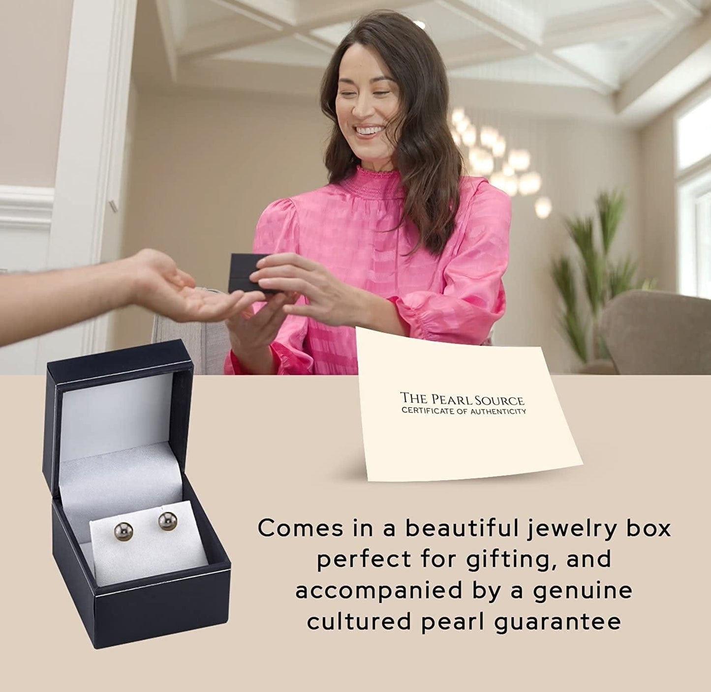 THE PEARL SOURCE Tahitian Real Pearl Earrings for Women - Black 14K Gold Stud Earrings | Hypoallergenic Earrings with Genuine Cultured Pearls, 8.0Mm-12.0Mm