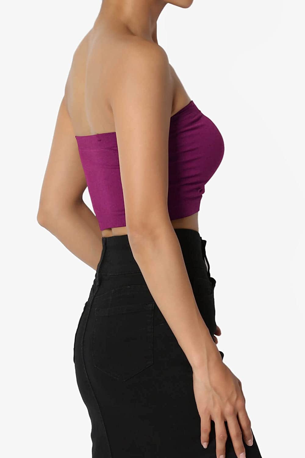 Themogan Women & plus Seamless Removable Pad Bandeau Strapless Tube Bra Top