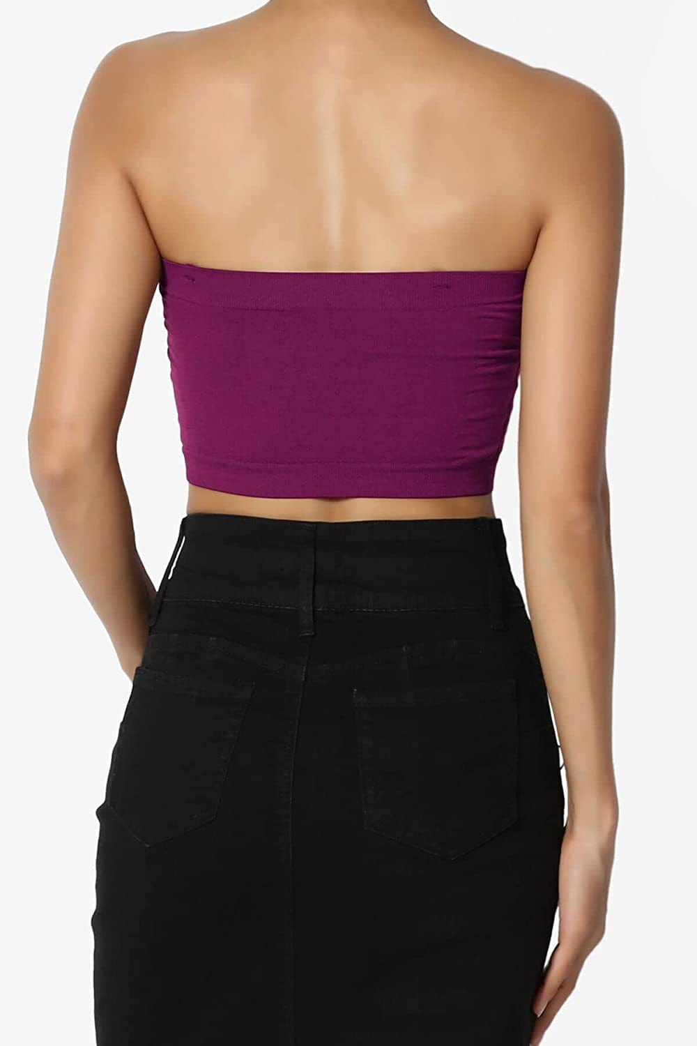Themogan Women & plus Seamless Removable Pad Bandeau Strapless Tube Bra Top