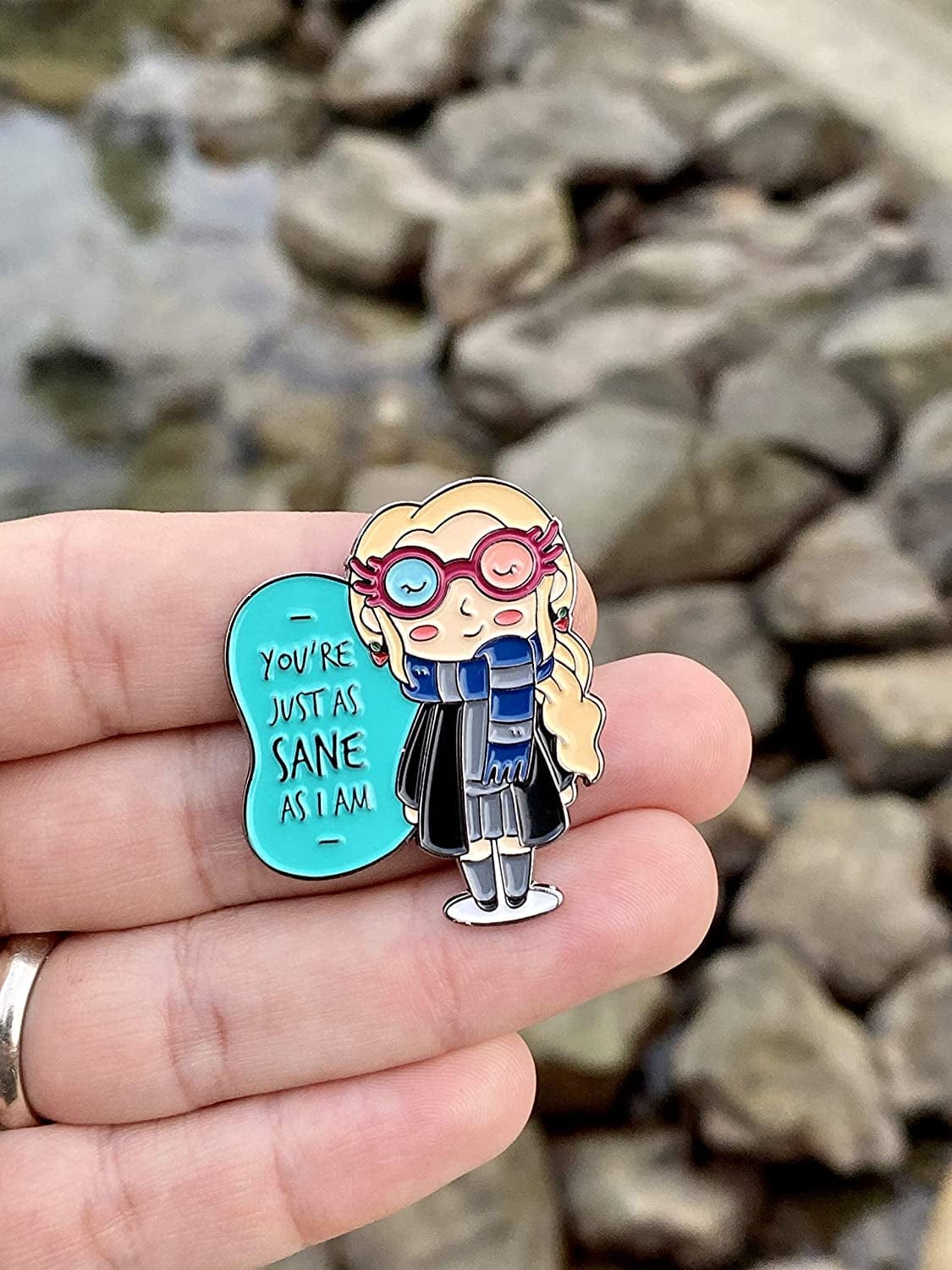 Thepinkiepin Lovegood Luna Enamel Pin | with 2 Butterfly Clutches | Lapel Pin for Backpacks, Women, Collection and Display | Harry Styles Merch | Lovegood Costume Anime Pins