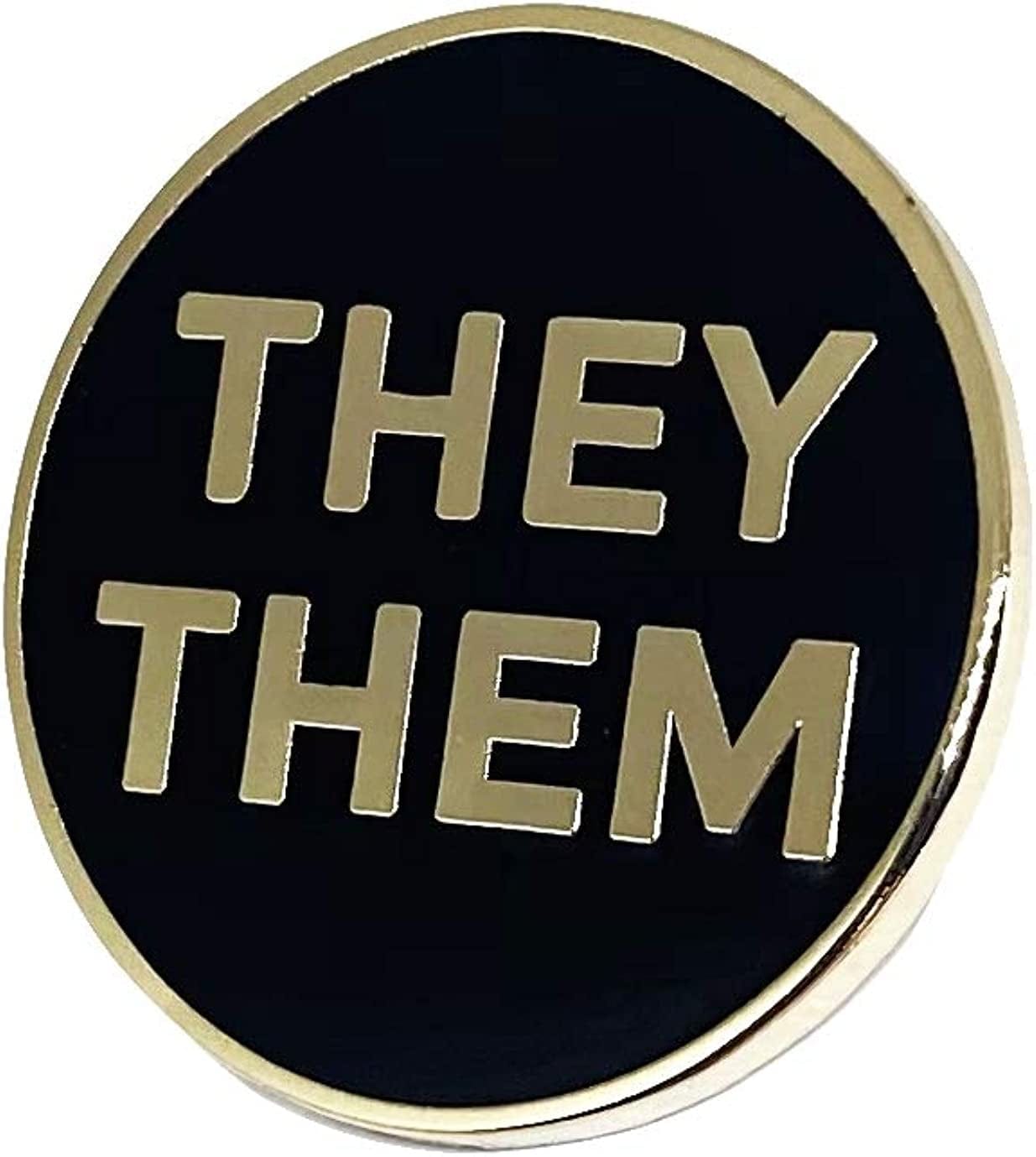 They Them Lapel Pin - THEY/THEM Their Nonbinary Enamel Pronoun Badge - LGBTQ LGBT Brooch