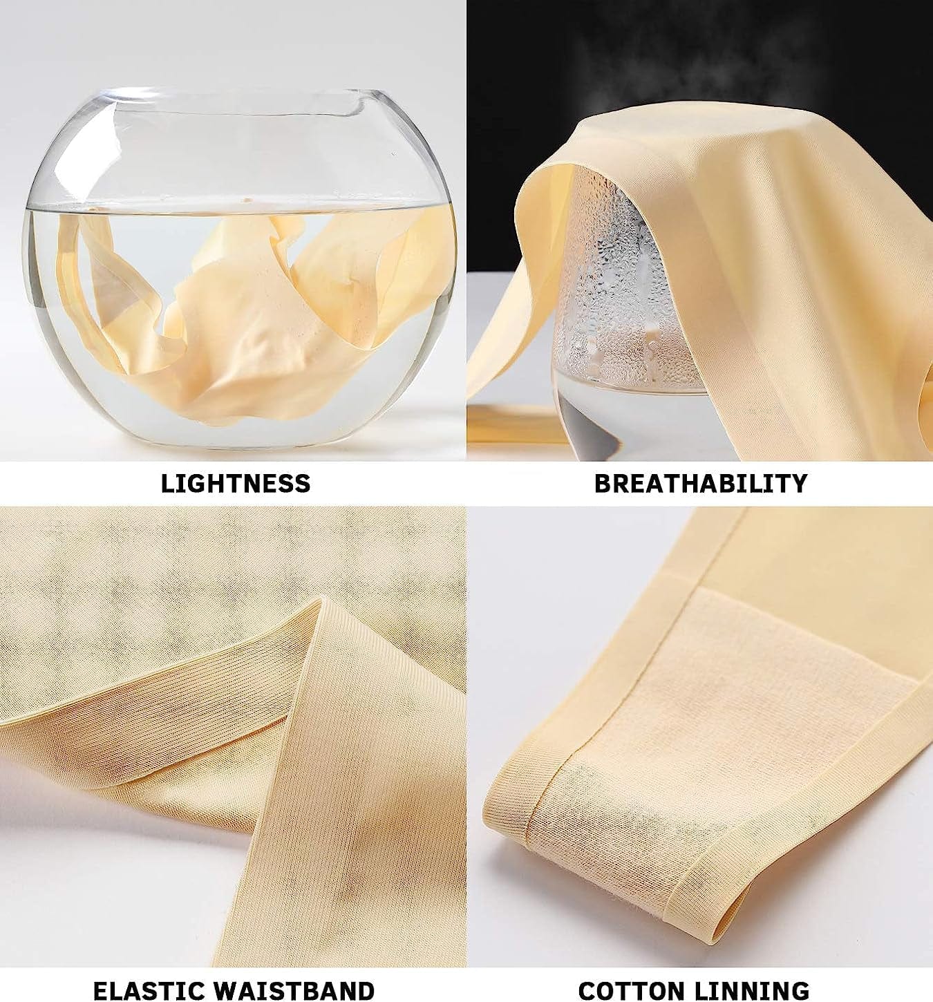 Thongs for Women, No Show Womens Thongs Underwear, Ice Silk Thong Bikini Underwear Pack