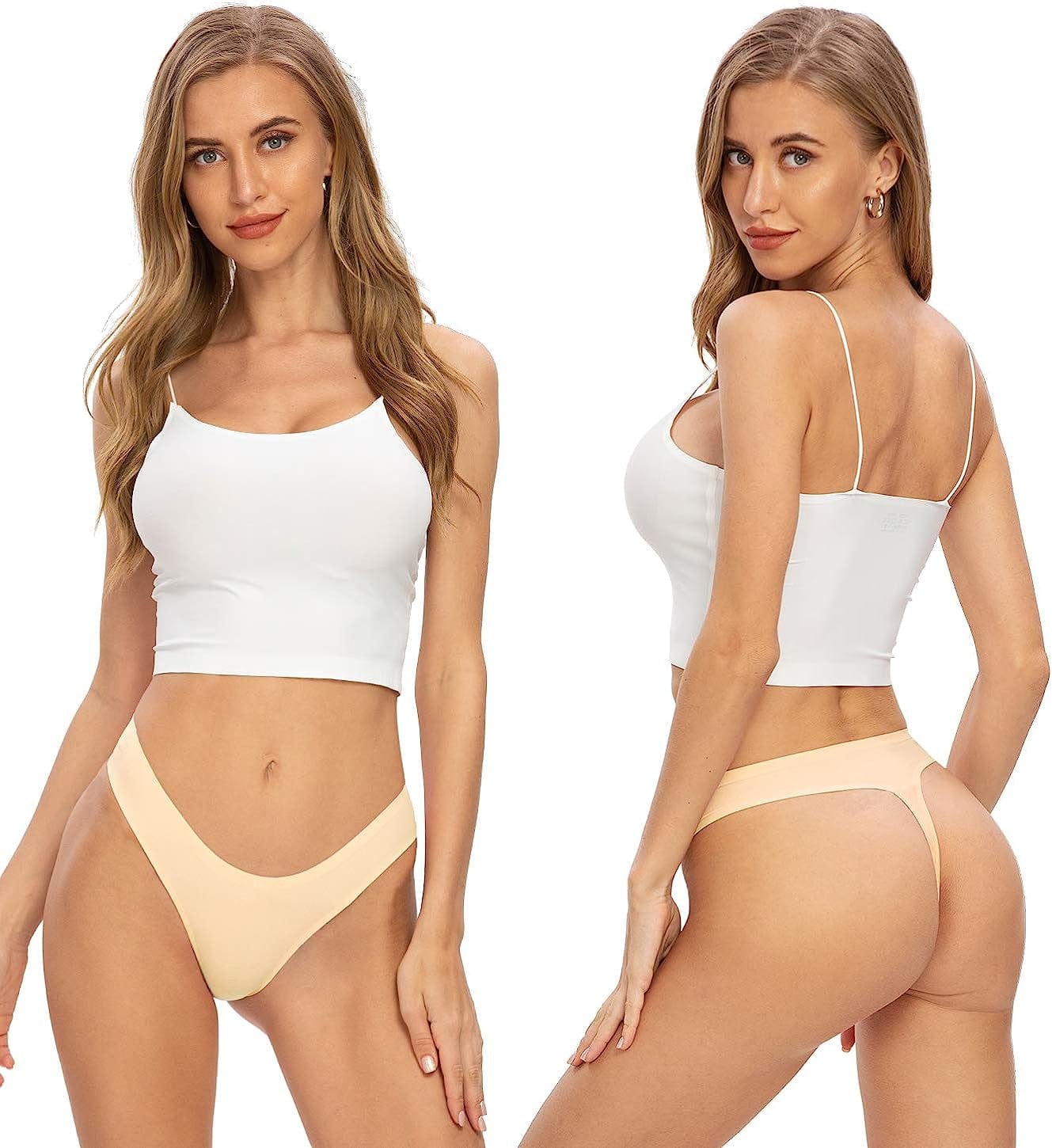 Thongs for Women, No Show Womens Thongs Underwear, Ice Silk Thong Bikini Underwear Pack