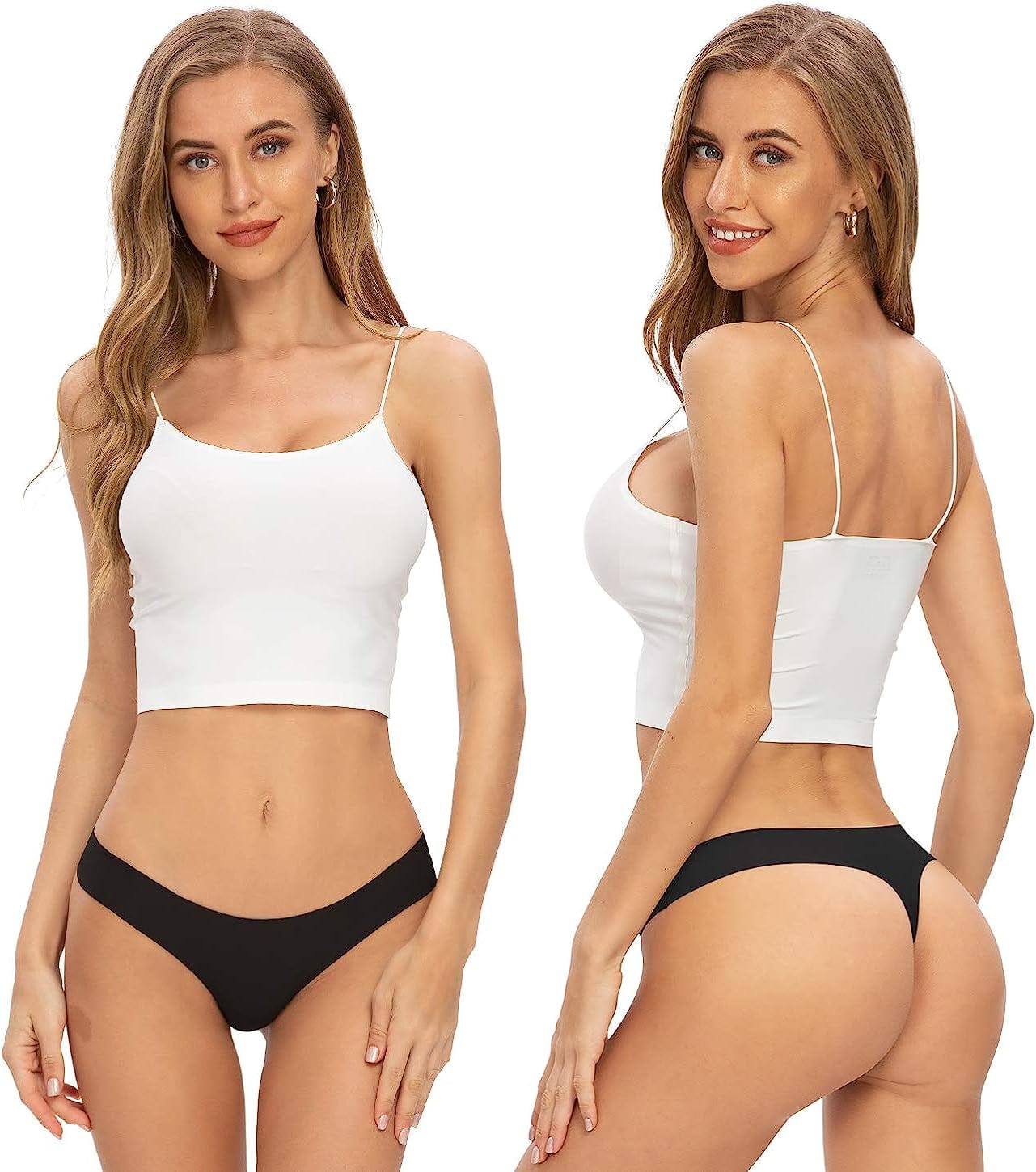 Thongs for Women, No Show Womens Thongs Underwear, Ice Silk Thong Bikini Underwear Pack