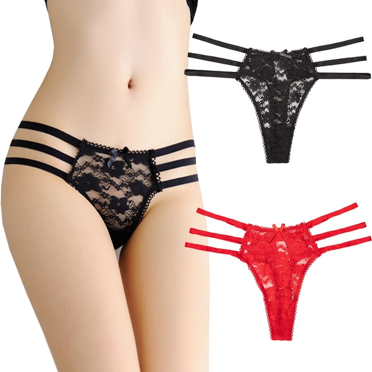 Thongs for Women Pack Lace Panties Sexy Underwear Naughty Breathable Color